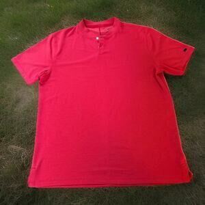 Nike Tiger Woods Golf Polo Shirt Men Size L Sunday Red Blade Collar Dri Fit Aero